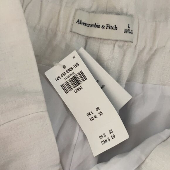 New Abercrombie Tan/Cream Linen Shorts Size L - Picture 4 of 4